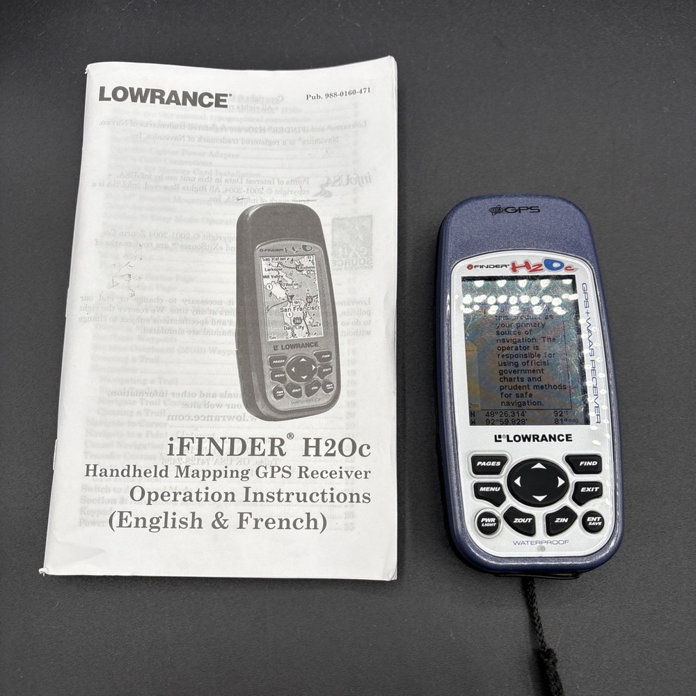 Lowrance IFINDER Handheld GPS unit H2Oc Color H2O Fishing SD Card Slot Contours